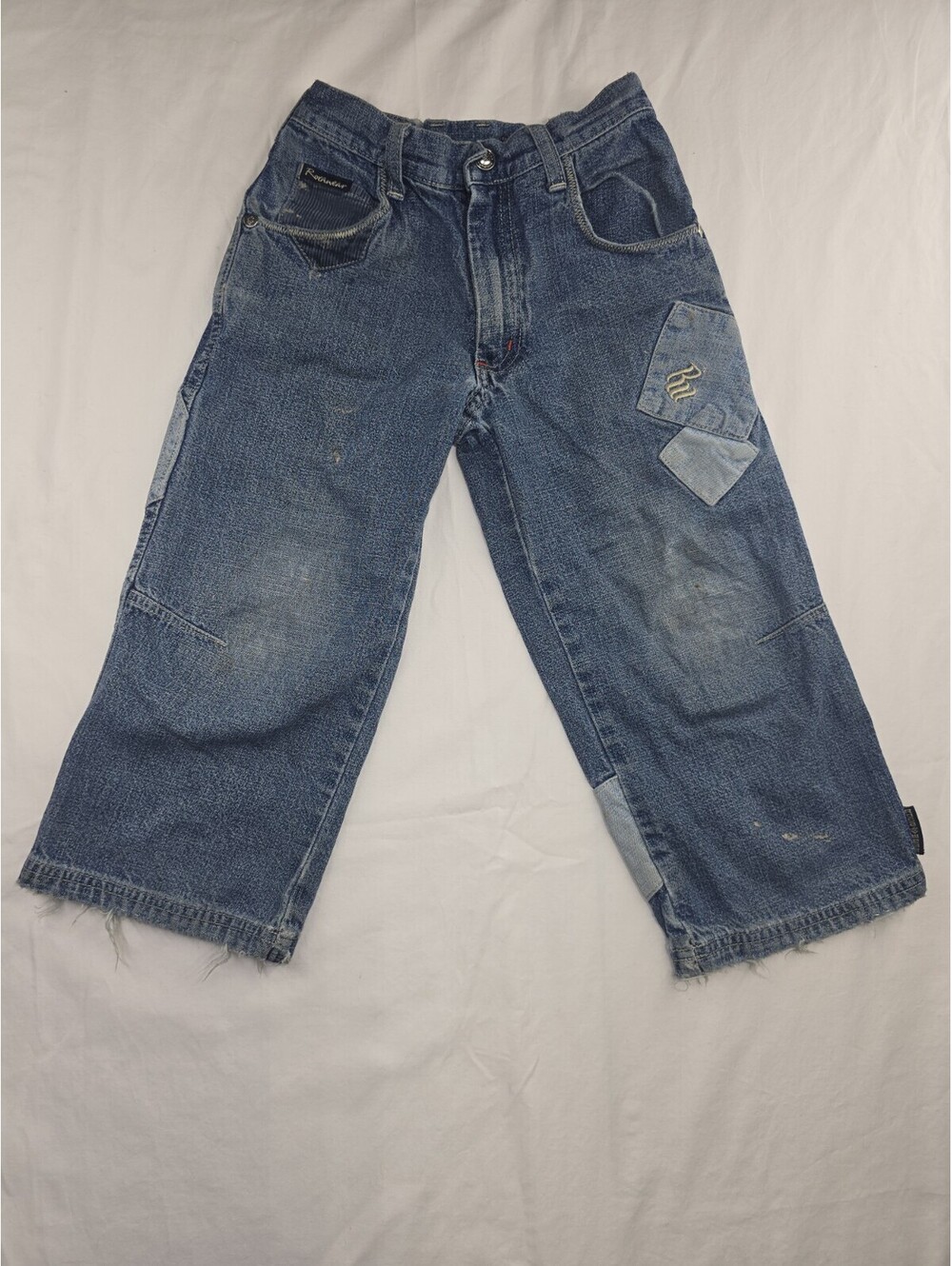 Vintage Rocawear Y2K Baggy Patchwork Denim Capris Kids Size 4 Jean Pants
